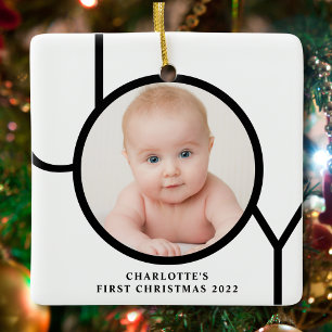 Op maat gemaakte foto voor baby's eerste kerstmis keramisch ornament