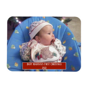 Op maat gemaakte foto voor baby's eerste kerstmis magneet