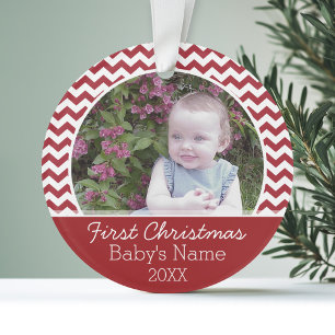 Op maat gemaakte foto voor baby's eerste kerstmis ornament