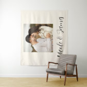 Op maat gemaakte fotobackdrop voor verloving wandkleed (In situ)