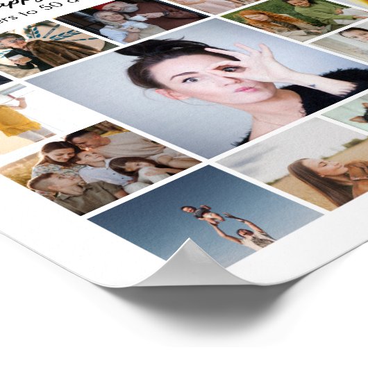 Op maat gemaakte fotocollage 50e verjaardagscadeau poster (Hoek)