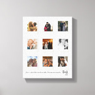 Op maat gemaakte fotocollage kader voor jubileumvi canvas afdruk