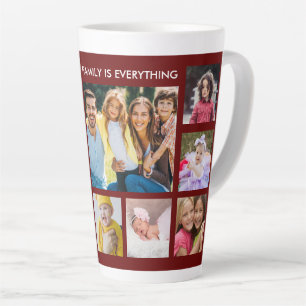 Op maat gemaakte fotocollage met 12 foto's gezinsc latte mok