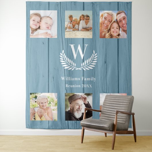 Op maat gemaakte fotocollage met familiewapen in h wandkleed (In situ)