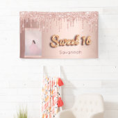 Op maat gemaakte foto's roos goudglitter voor 16 j spandoek (Insitu)