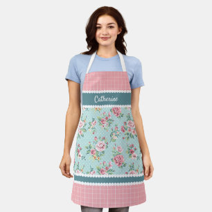 Op maat gemaakte Franse pastel turquoise blauwe bl Schort