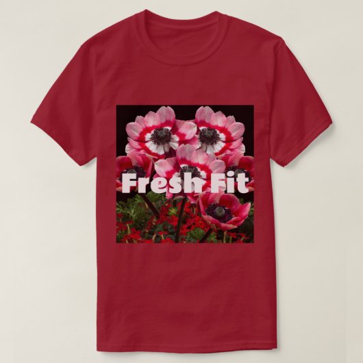 Op maat gemaakte Fresh Fit tekst donkerrode kleur  T-shirt (Design voorkant)