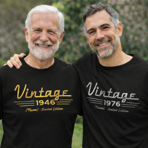 Op maat gemaakte geboortejaarshirt, klassieke auto t-shirt