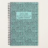 Op maat gemaakte gebreide turquoise planner (Voorkant)