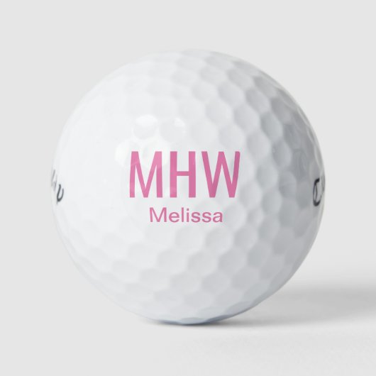Op maat gemaakte gegolfballen met monogram Roze Golfballen (Voorkant)