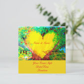 op maat gemaakte gele hart uitnodiging (Staand voorkant)