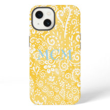 Op maat gemaakte gele paisley iPhone hoes