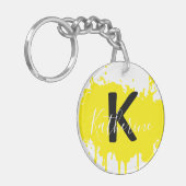Op maat gemaakte gele spatselende initiaal acryl s sleutelhanger (Voorkant Links)