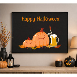 Op maat gemaakte gelukkige Halloween pompoenen & b Poster