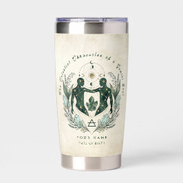 Op maat gemaakte Gemini Emerald & Goud Astrologie  Geïsoleerde Drinkbeker
