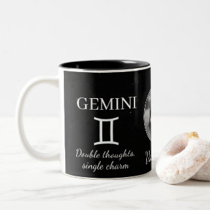 Op maat gemaakte Gemini Zodiac mok met naam & eige