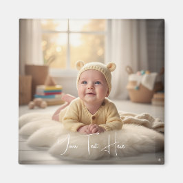 Op maat gemaakte gepersonaliseerde babyspeelfoto-o magneet