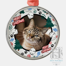 Op maat gemaakte gepersonaliseerde kat huisdier fo metalen ornament