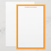 Op maat gemaakte gepersonaliseerde naam oranje kle briefpapier (Voorkant / Achterkant)