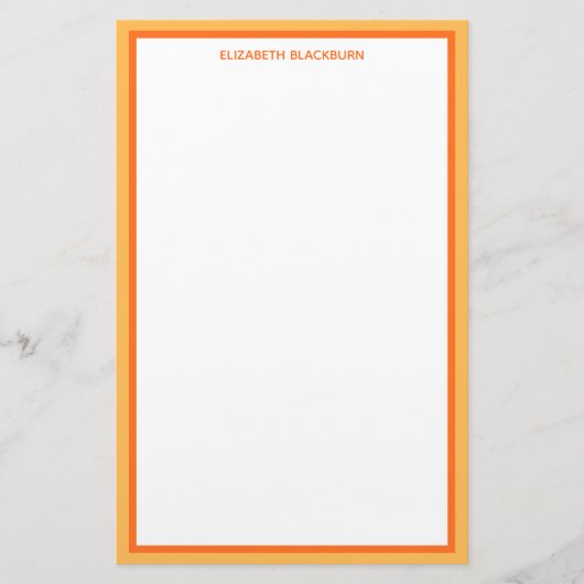 Op maat gemaakte gepersonaliseerde naam oranje kle briefpapier (Voorkant)