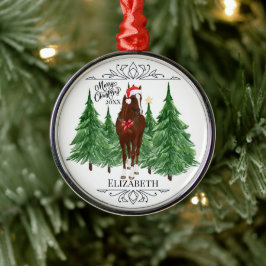 Op maat gemaakte gepersonaliseerde paard-watercolo metalen ornament