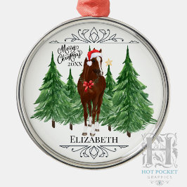 Op maat gemaakte gepersonaliseerde paard-watercolo metalen ornament
