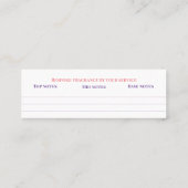 Op maat gemaakte geur persoonlijke geur snuif noti mini visitekaartje (Achterkant)