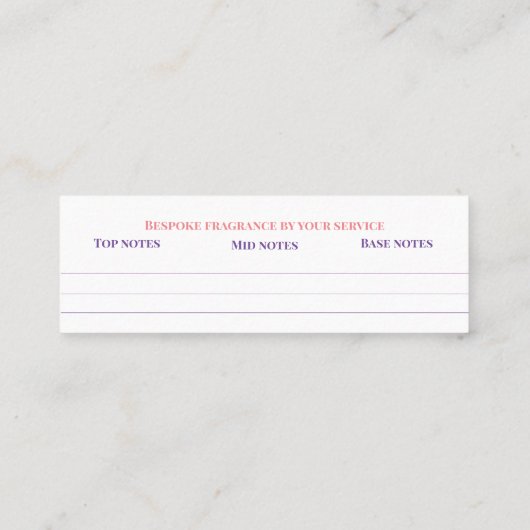 Op maat gemaakte geur persoonlijke geur snuif noti mini visitekaartje (Achterkant)