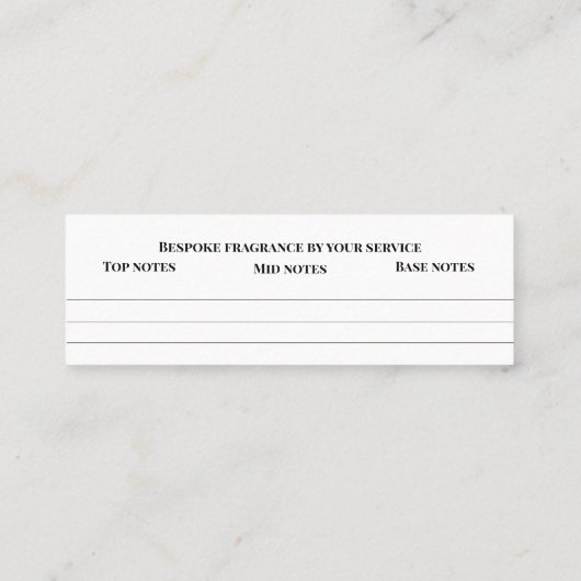 Op maat gemaakte geur persoonlijke geur snuif noti mini visitekaartje (Achterkant)