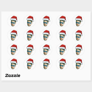 Op maat gemaakte gezicht Kerstman Hoed Foto Kerstm Ronde Sticker