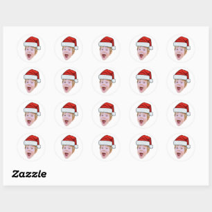 Op maat gemaakte gezicht Santa-hoedstickers, foto Ronde Sticker