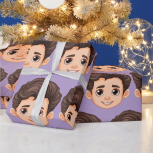 Op maat gemaakte gezicht verjaardag bruiloft cadeaupapier