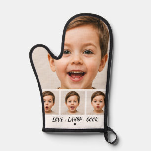 Op maat gemaakte gezichten gepersonaliseerd 4 foto ovenwant