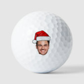 Op maat gemaakte gezichts foto Kerstman Hoed Kerst Golfballen (Voorkant)
