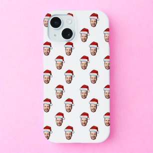 Op maat gemaakte gezichts foto Kerstman Hoed Kerst iPhone 15 Case
