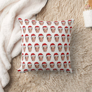 Op maat gemaakte gezichts foto Kerstman Hoed Kerst Kussen
