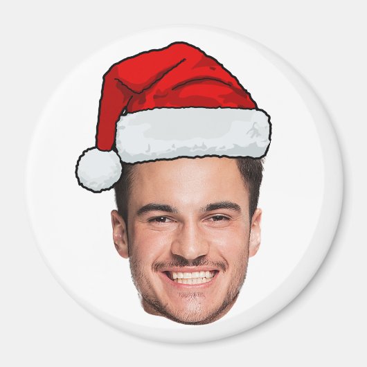 Op maat gemaakte gezichts foto Kerstman Hoed Kerst Magneet (Voorkant)