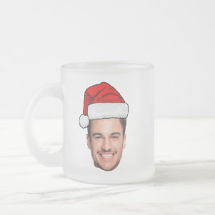 Op maat gemaakte gezichts foto Kerstman Hoed Kerst Matglas Koffiemok