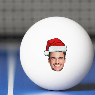 Op maat gemaakte gezichts foto Kerstman Hoed Kerst Pingpongbal
