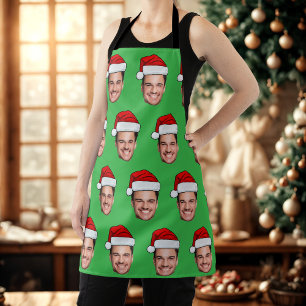Op maat gemaakte gezichts foto Kerstman Hoed Kerst Schort