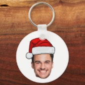 Op maat gemaakte gezichts foto Kerstman Hoed Kerst Sleutelhanger (Voorkant)