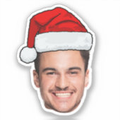 Op maat gemaakte gezichts foto Kerstman Hoed Kerst Sticker (Voorkant)
