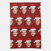 Op maat gemaakte gezichts foto Kerstman Hoed Kerst Theedoek (Verticaal)