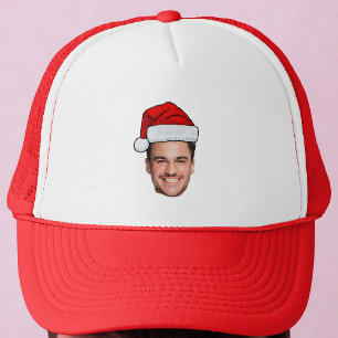 Op maat gemaakte gezichts foto Kerstman Hoed Kerst Trucker Pet