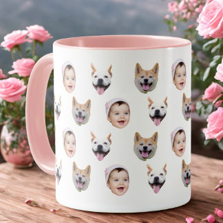 Op maat gemaakte gezichtsmok met babyfoto's mok