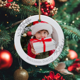 Op maat gemaakte gezinsfoto Elegante Sneeuwvlok Ke Keramisch Ornament