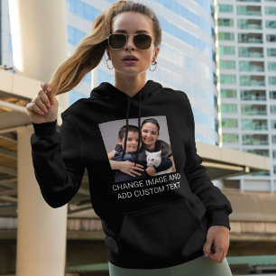 Op maat gemaakte gezinshuisdierfoto met tekst Katt Hoodie
