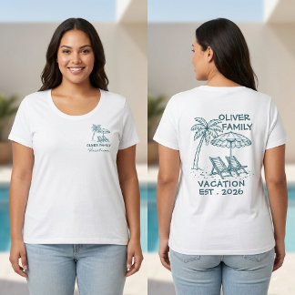 Op maat gemaakte gezinsvakantie 2026 Dames Grote Maat T-shirt