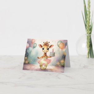 Op maat gemaakte giraffe in roze tutu Gefeliciteer Kaart