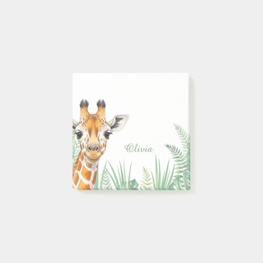 Op maat gemaakte giraffe memoblaadjes, gepersonali post-it® notes (Voorkant)
